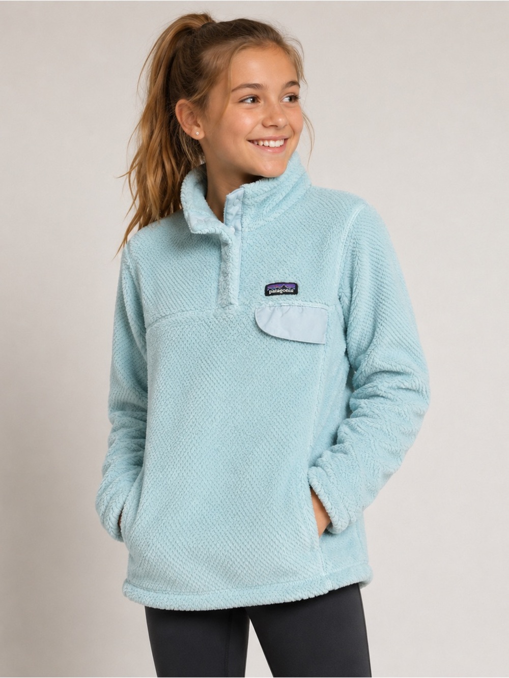 Youth Patagonia Synchilla Polartec Fleece Pullover Blue Kids Jacket Size 12